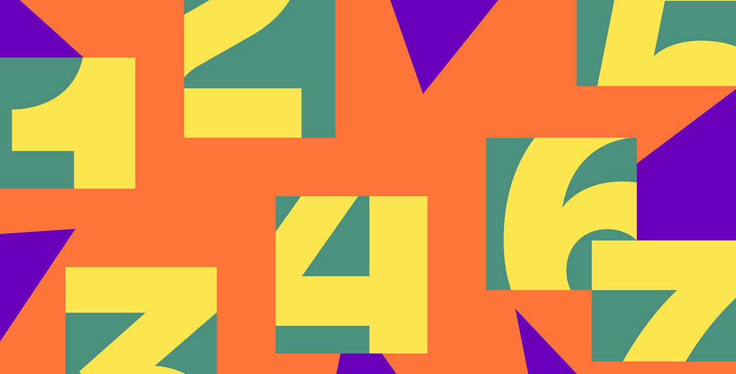 a bright and colorful collage design that has the number 1 through 7