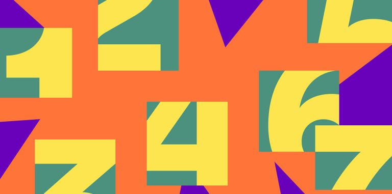 a bright and colorful collage design that has the number 1 through 7