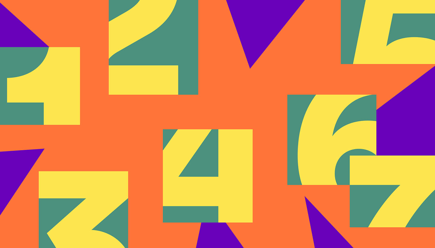 a bright and colorful collage design that has the number 1 through 7