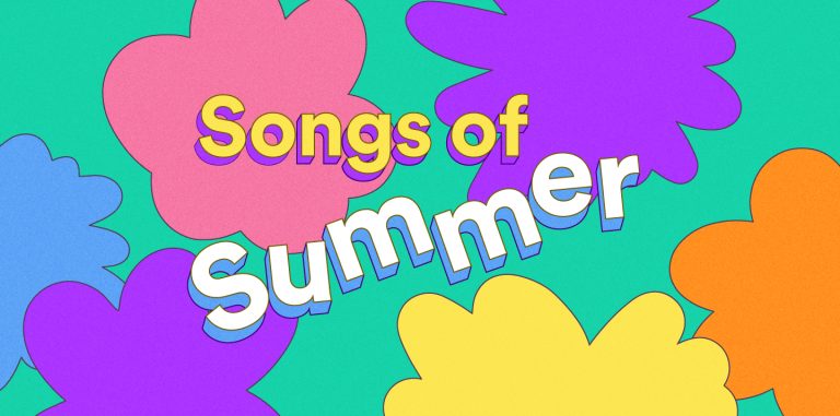 Songs of Summer on a fun colored background