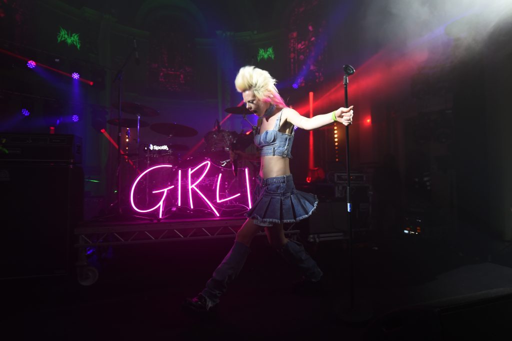 GIRLI performs as Spotify hosts "Anti-prom event to celebrate Misfits 2.0 playlist" with performances from Nova Twins, GIRLI, Lozeak, Cassyette and Lynks on October 26, 2022 in London, England.
