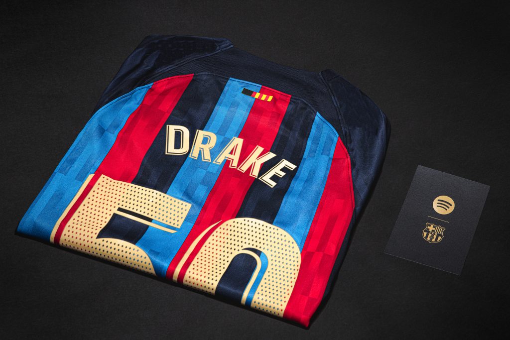 The Drake x Spotify x FC Barcelona jersey is not for sale and only ava