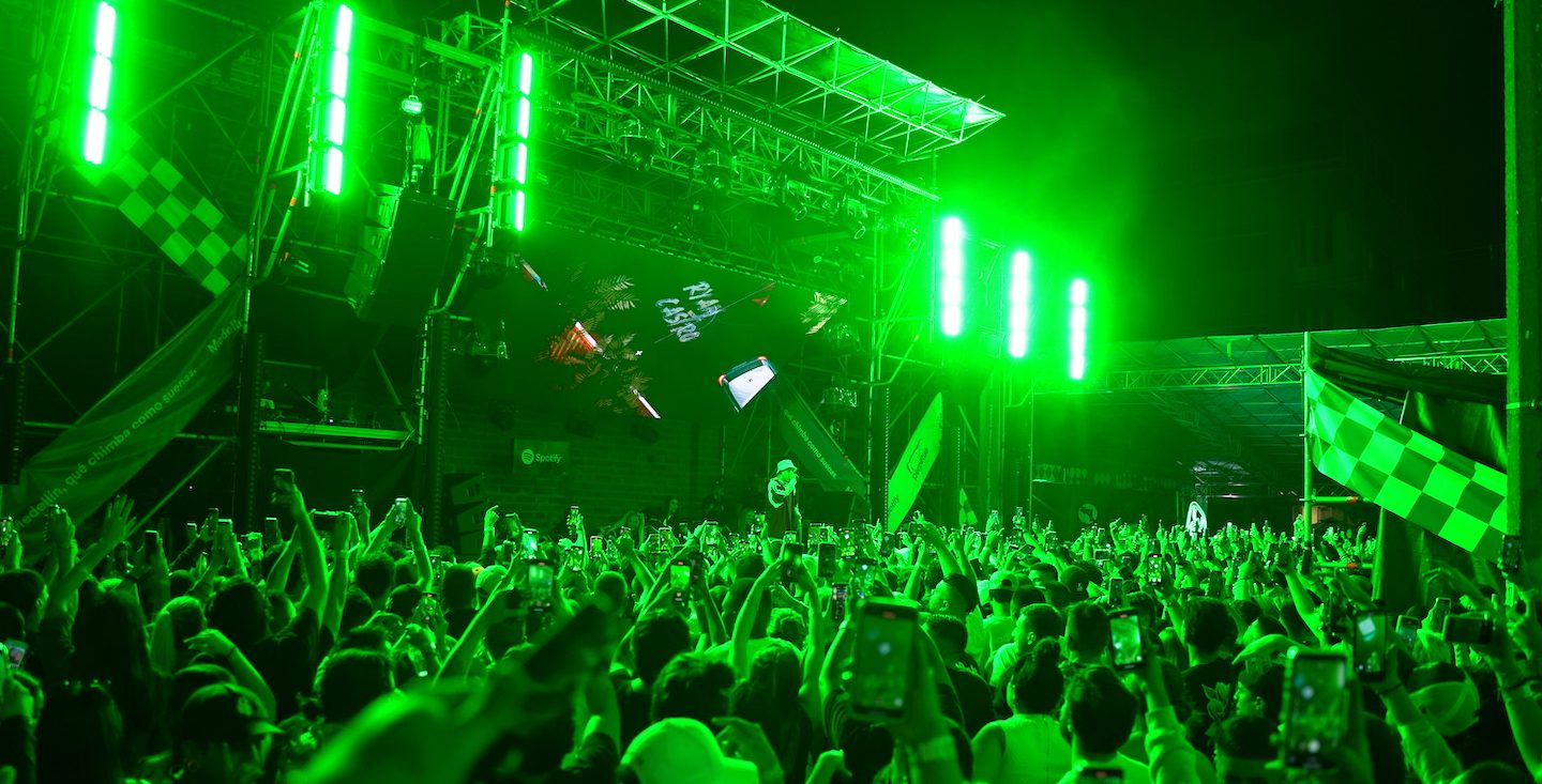 a photo of a performance on stage with a crowd cheering