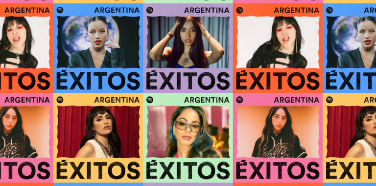 a collage image of different female artists from argentina on different color backgrounds