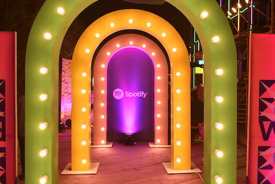 a light up installation at the spotify wrapped party in pakistan