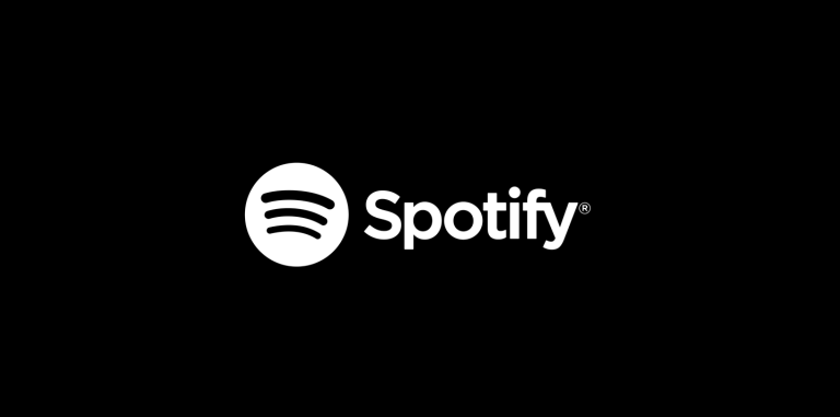Spotify logo in white on black background