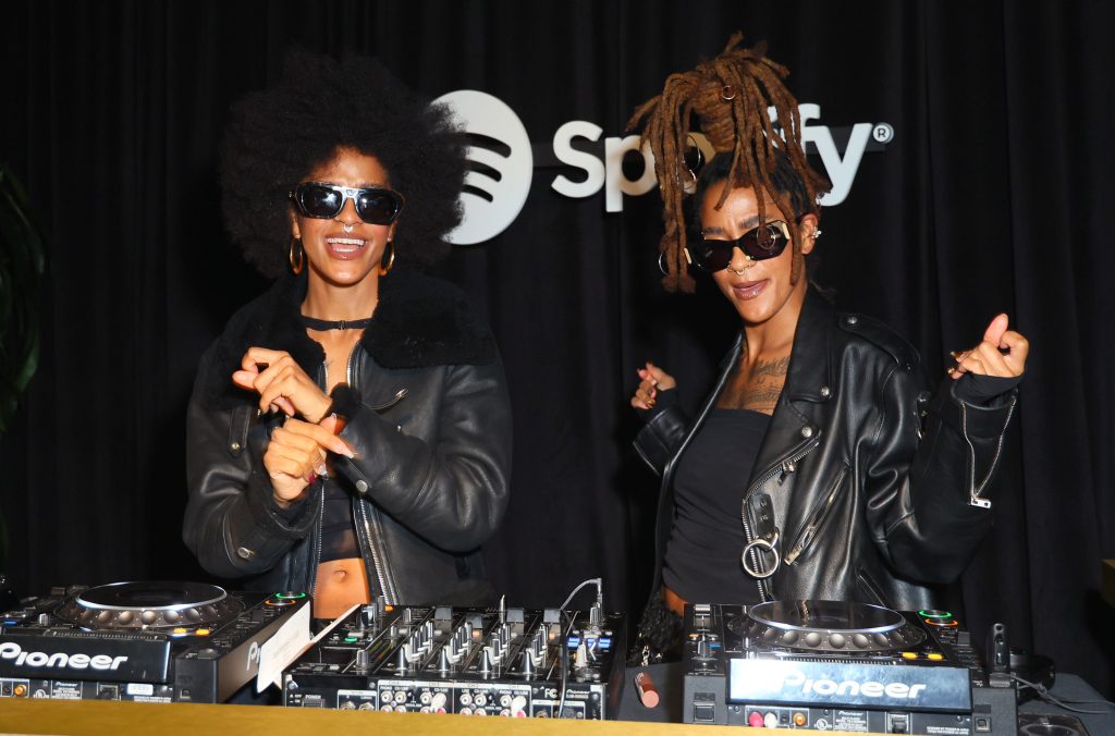 WEST HOLLYWOOD, CALIFORNIA - FEBRUARY 02: (L-R) DJs Coco & Breezy perform onstage during Spotify's 2023 Best New Artist Party at Pacific Design Center on February 02, 2023 in West Hollywood, California. (Photo by Leon Bennett/Getty Images for Spotify )