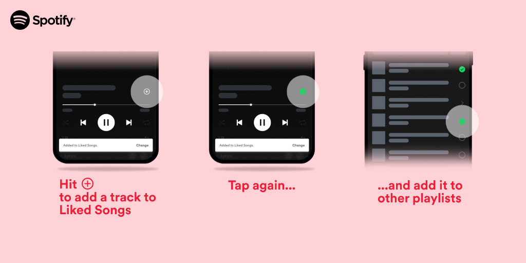 Spotify example of how to use the plus icon button