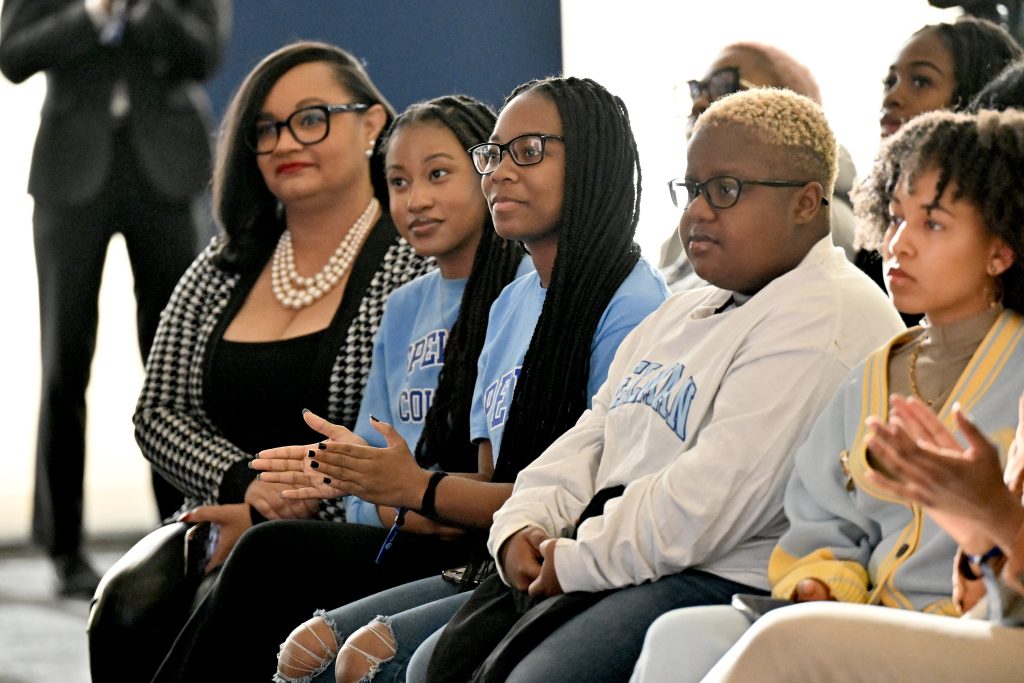 ATLANTA, GEORGIA - MARCH 20: Congresswoman Nikema Williams (L) and students attend Spotify NextGen Creator Day at Spelman College on March 20, 2023 in Atlanta, Georgia. (Photo by Paras Griffin/Getty Images for Spotify)