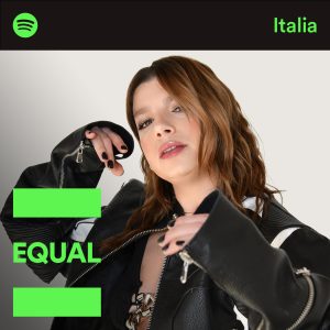 playlist cover art depicting the italian artist emma looking at the camera and the equal logo