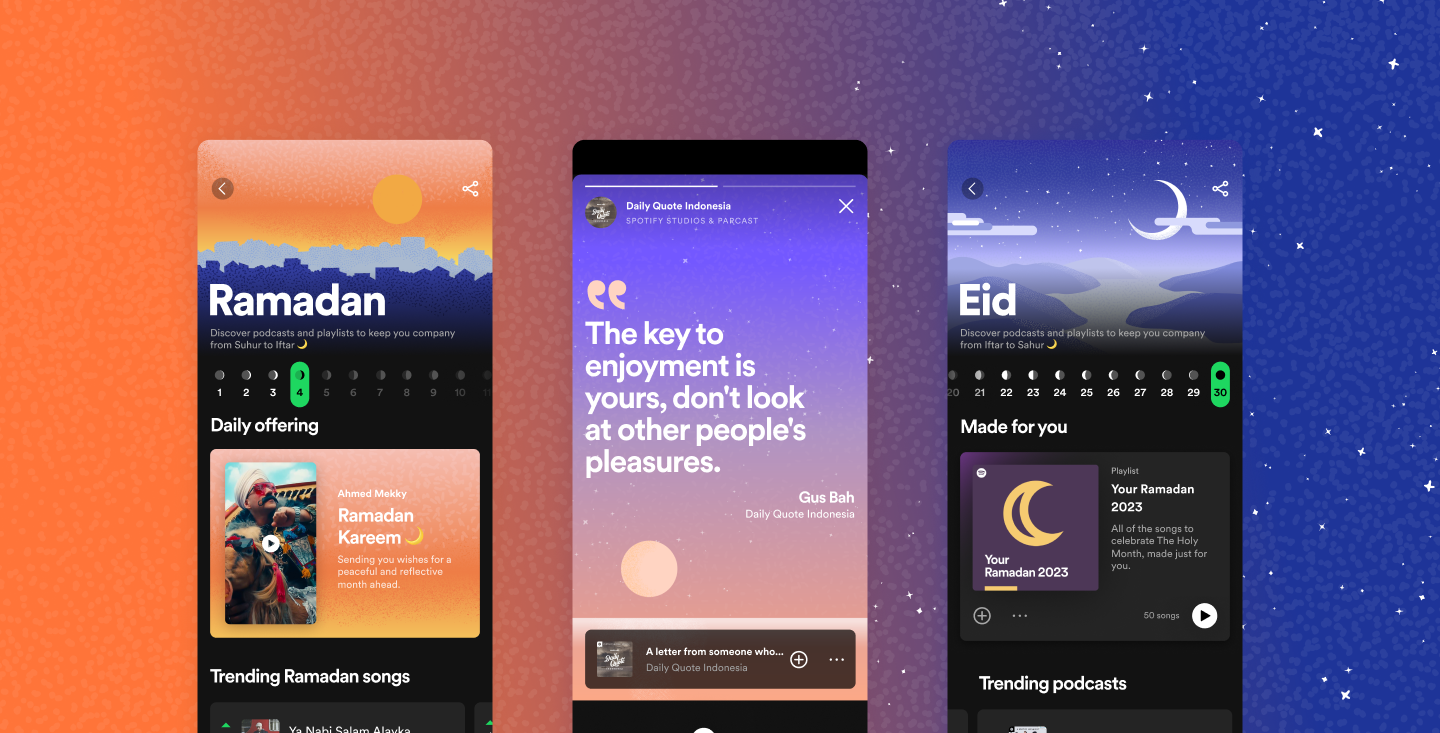 a visual look at the Spotify app's ramadan experience