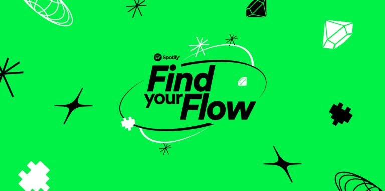 Green background with the text "Find your flow" in the center