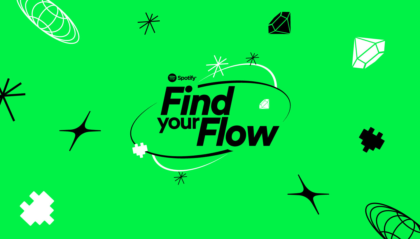 Green background with the text "Find your flow" in the center