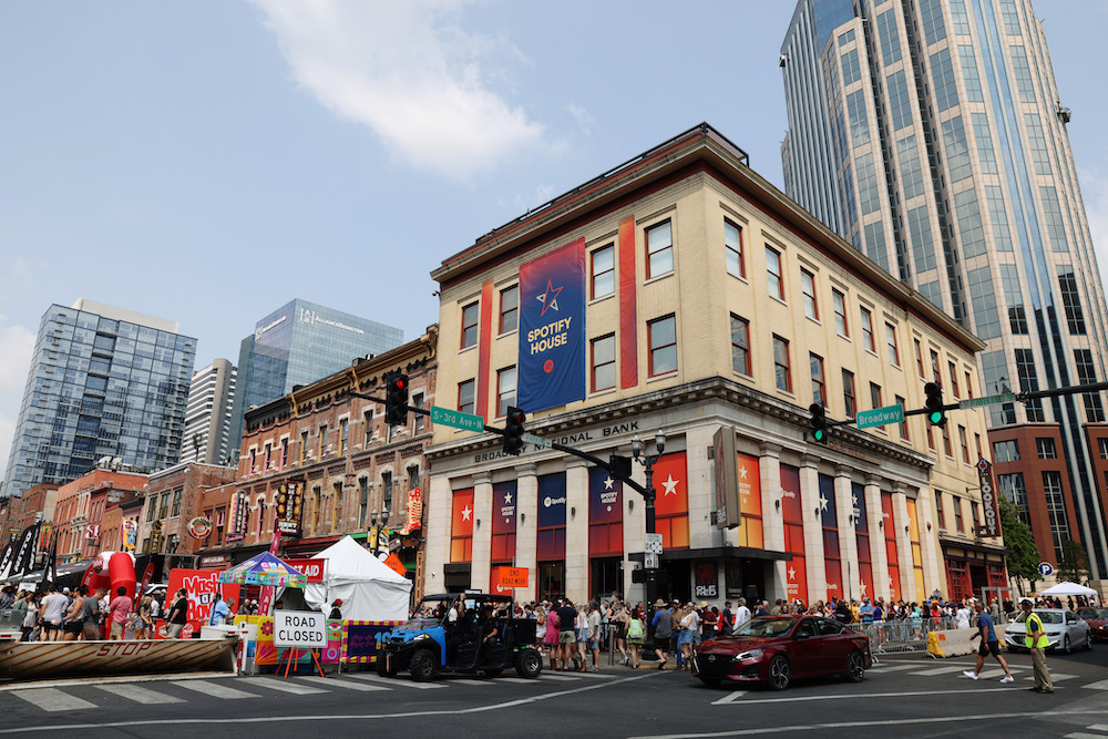 An exterior view of the Spotify House during CMA Fest 2023