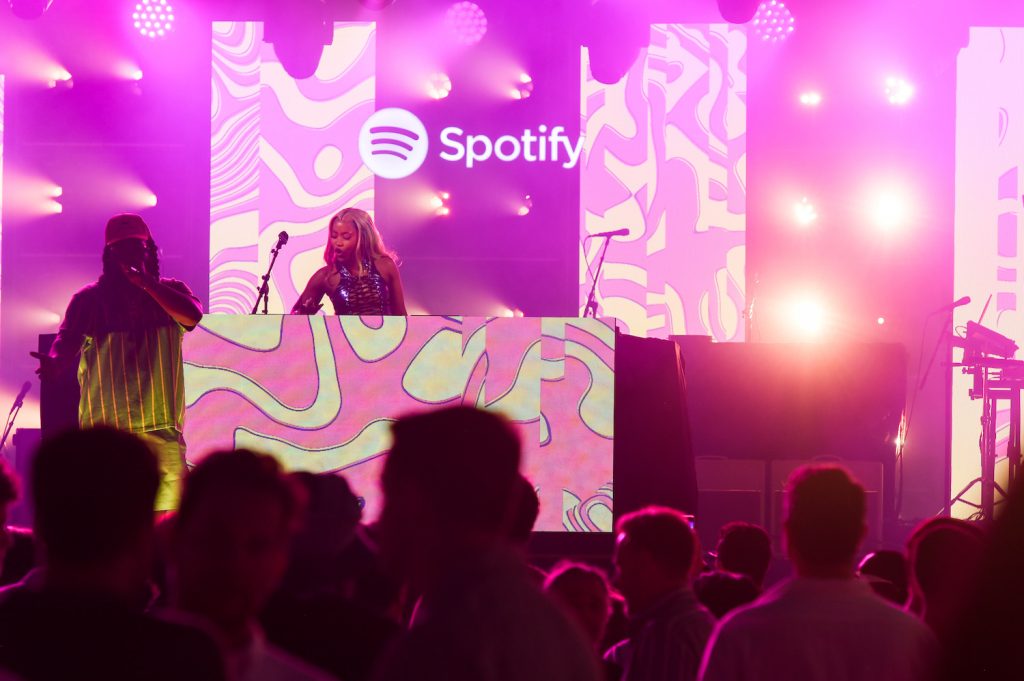 CANNES, FRANCE - JUNE 20: Uncle Waffles on stage during an evening of music hosted by Spotify with star-studded performances with Florence + The Machine, Jack Harlow, will.i.am and Uncle Waffles during Cannes Lions 2023 at Spotify Beach on June 20, 2023 in Cannes, France. (Photo by Antony Jones/Getty Images for Spotify)