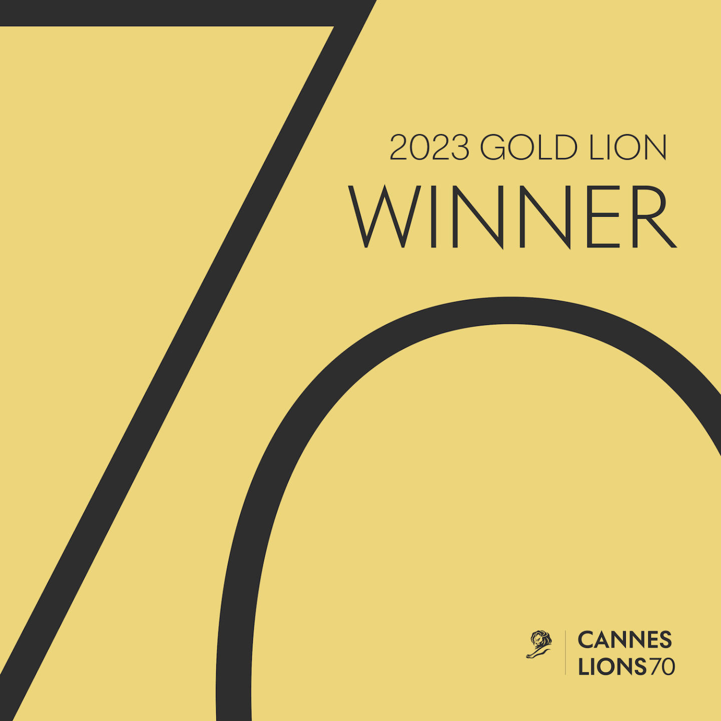 Gold background with 2020 Gold Lion Winner text