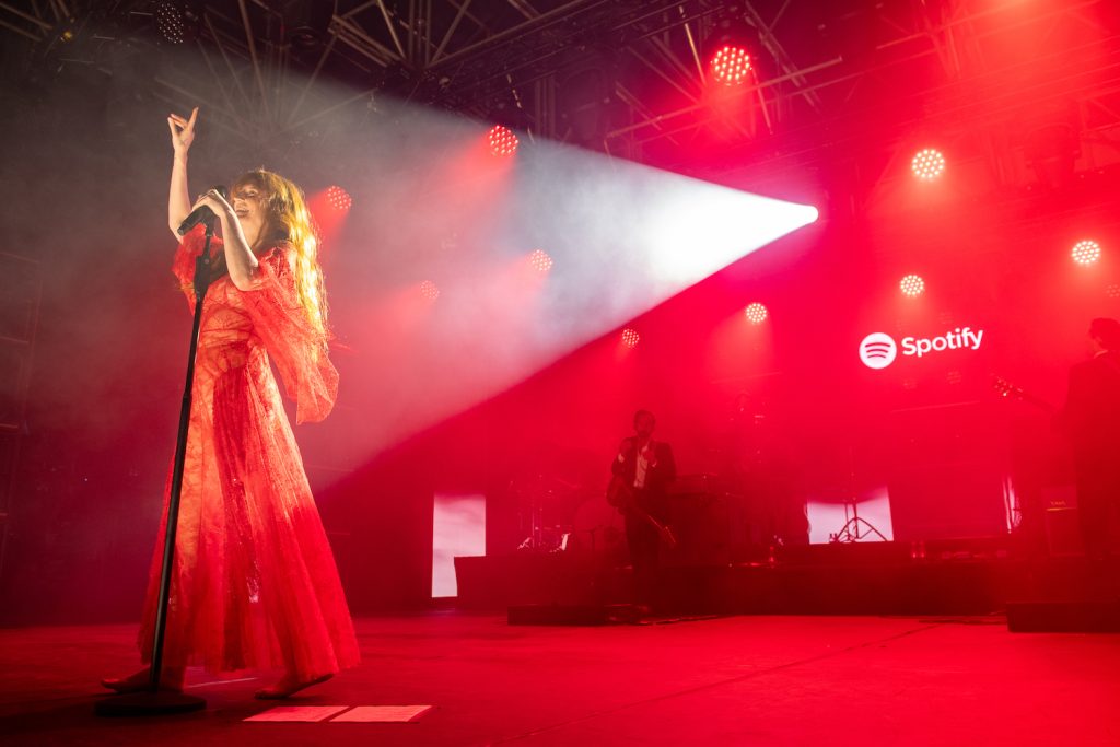 CANNES, FRANCE - JUNE 20: Florence Welch of Florence and the Machine performs on stage during an evening of music hosted by Spotify with star-studded performances with Florence + The Machine, Jack Harlow, will.i.am and Uncle Waffles during Cannes Lions 2023 at Spotify Beach on June 20, 2023 in Cannes, France. (Photo by David M. Benett/Dave Benett/Getty Images for Spotify)