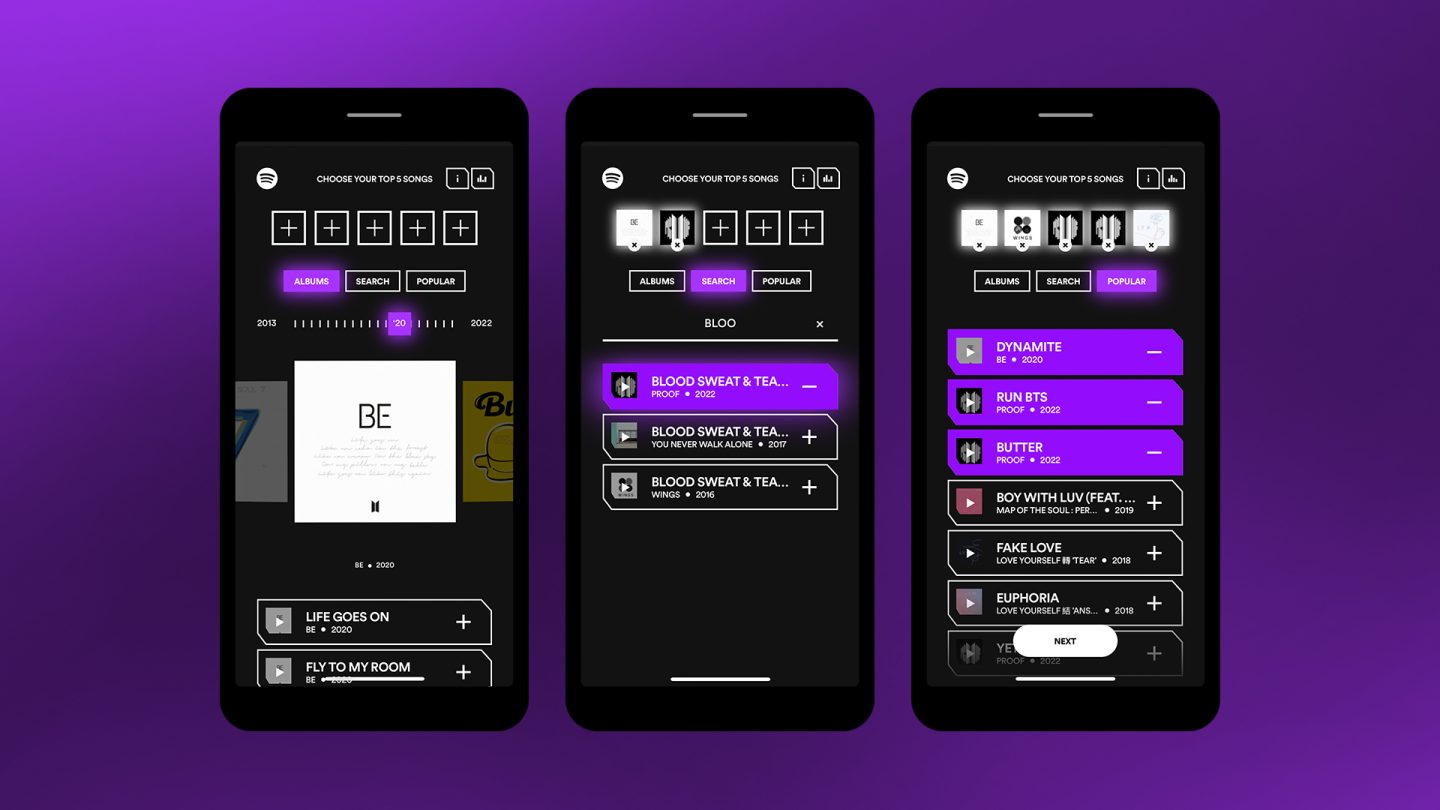 Share Your Top 5 BTS Songs in Our Latest In-App Experience — Spotify