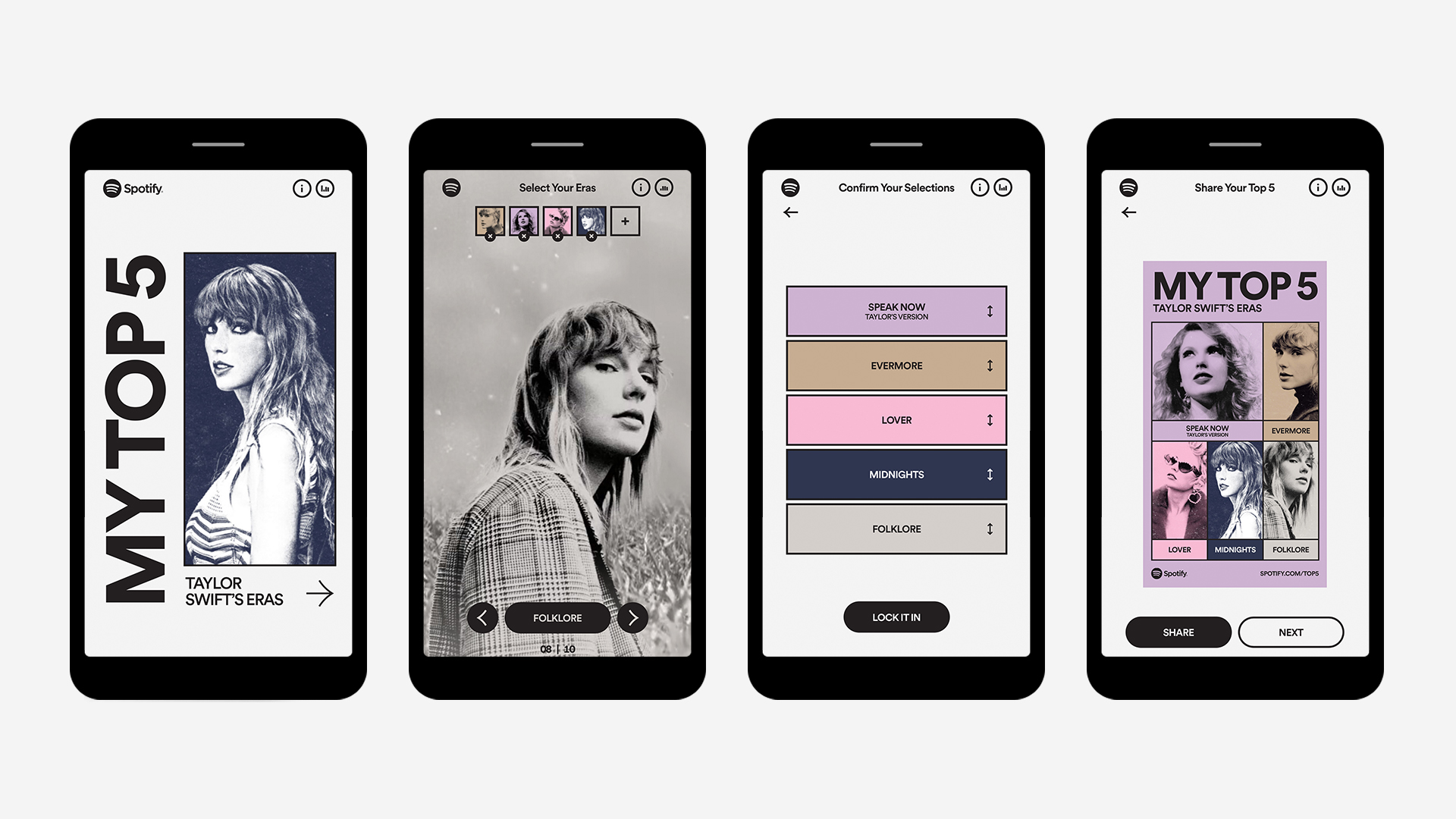 Spotify's interactive mobile experience for Taylor Swift's Eras Tour.