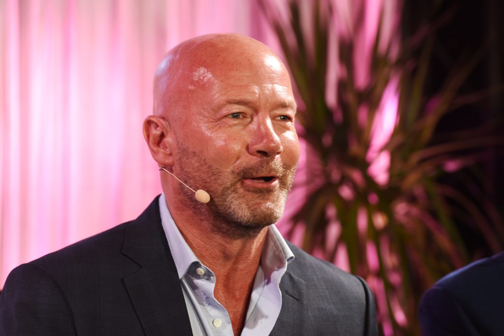 LONDON, ENGLAND - SEPTEMBER 14: Ed Couchman speaks with Gary Linekar, Alan Shearer and Robert Preston at a Podcast Fireside Chat at the Spotify Supper London at In Horto on September 14, 2023 in London, England. (Photo by Antony Jones/Getty Images for Spotify)