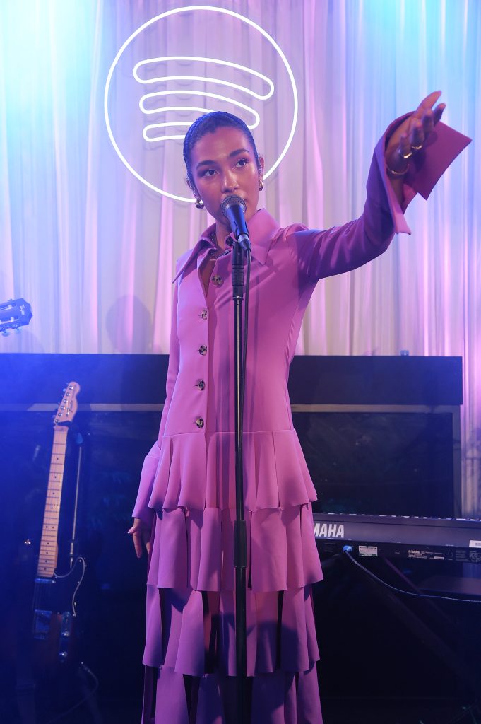 LONDON, ENGLAND - SEPTEMBER 14: Olivia Dean performs at the Spotify Supper London at In Horto on September 14, 2023 in London, England. (Photo by Antony Jones/Getty Images for Spotify)