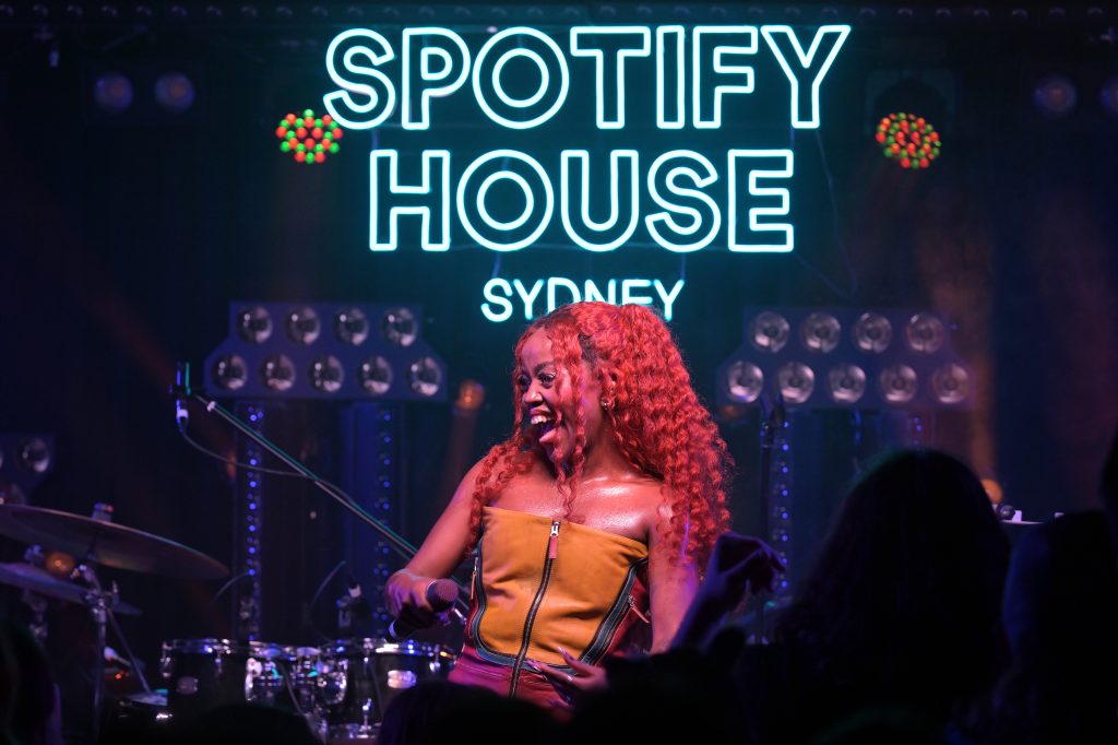 Australian singer-songwriter and rapper Tkay Maizda performs during the EQUAL Artist Showcase & Party at Spotify House during SXSW Sydney