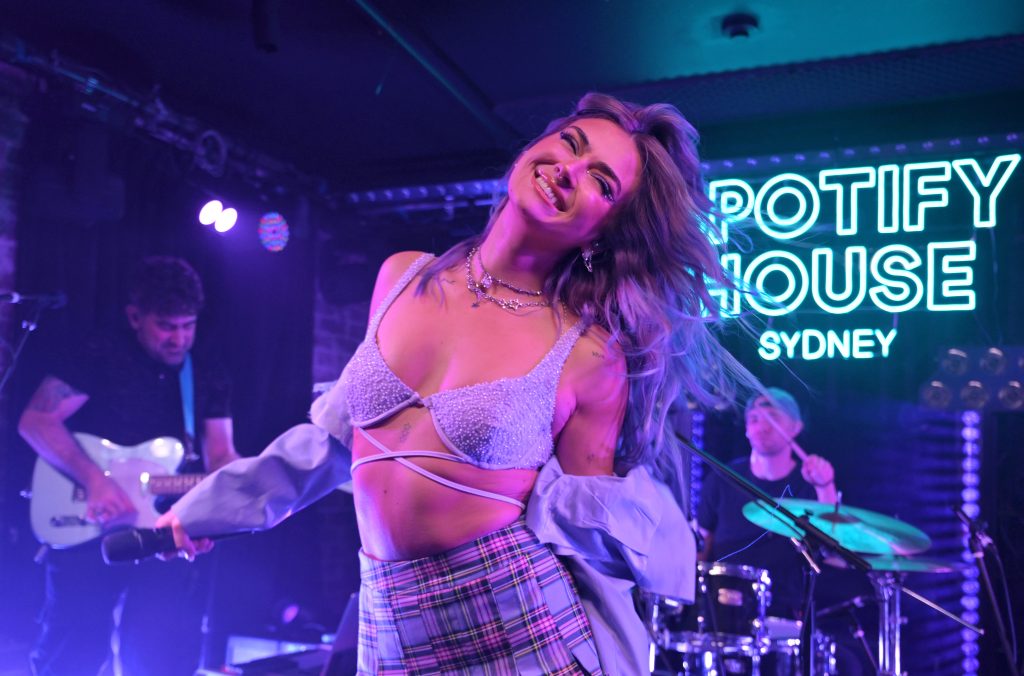 Australian pop artist Charley during the EQUAL Artist Showcase & Party at Spotify House during SXSW Sydney on October 20, 2023 in Sydney, Australia.