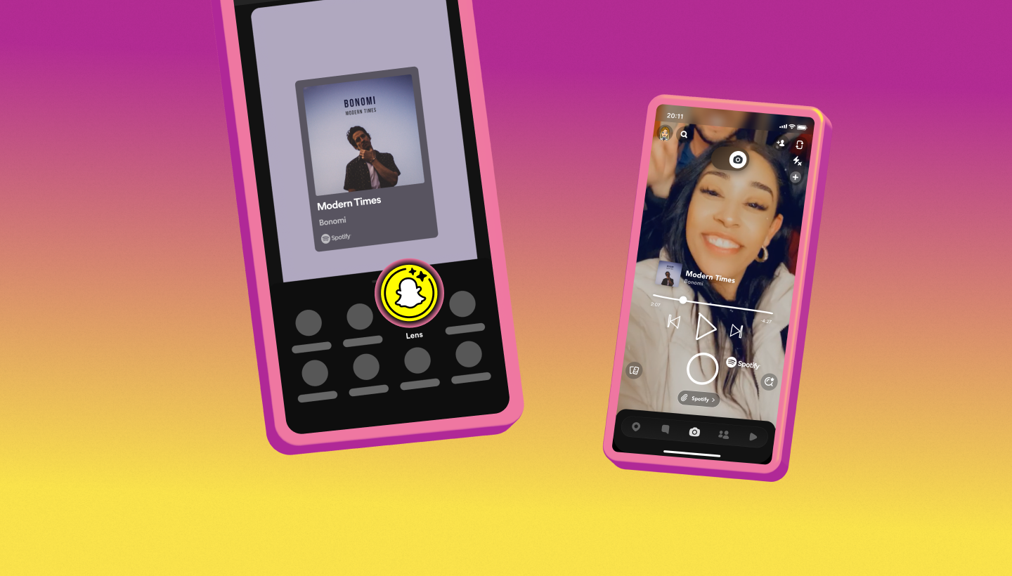 visuals showing a phone using the new snapchat spotify feature