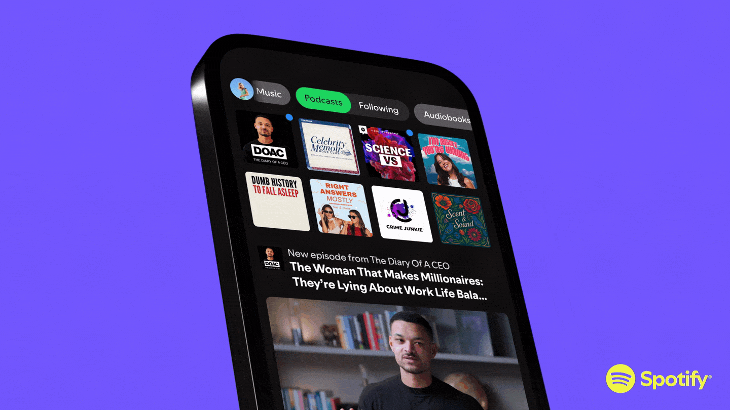 صورة توضح توصيات البودكاست المخصصة في سبوتيفاي - مصدر الصورة: Spotify