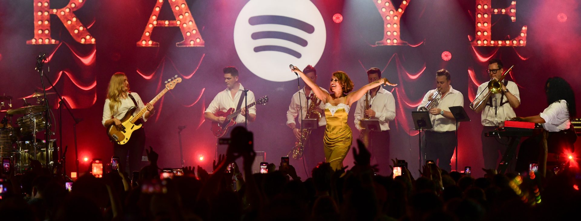 Raye onstage at Spotify Beach in Cannes