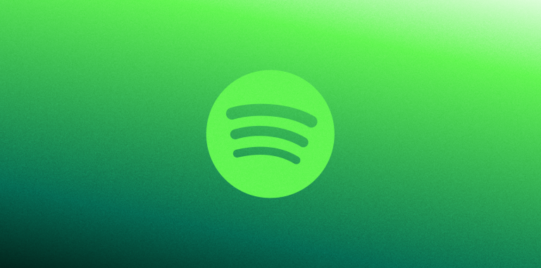 A Spotify logo on a gradient background