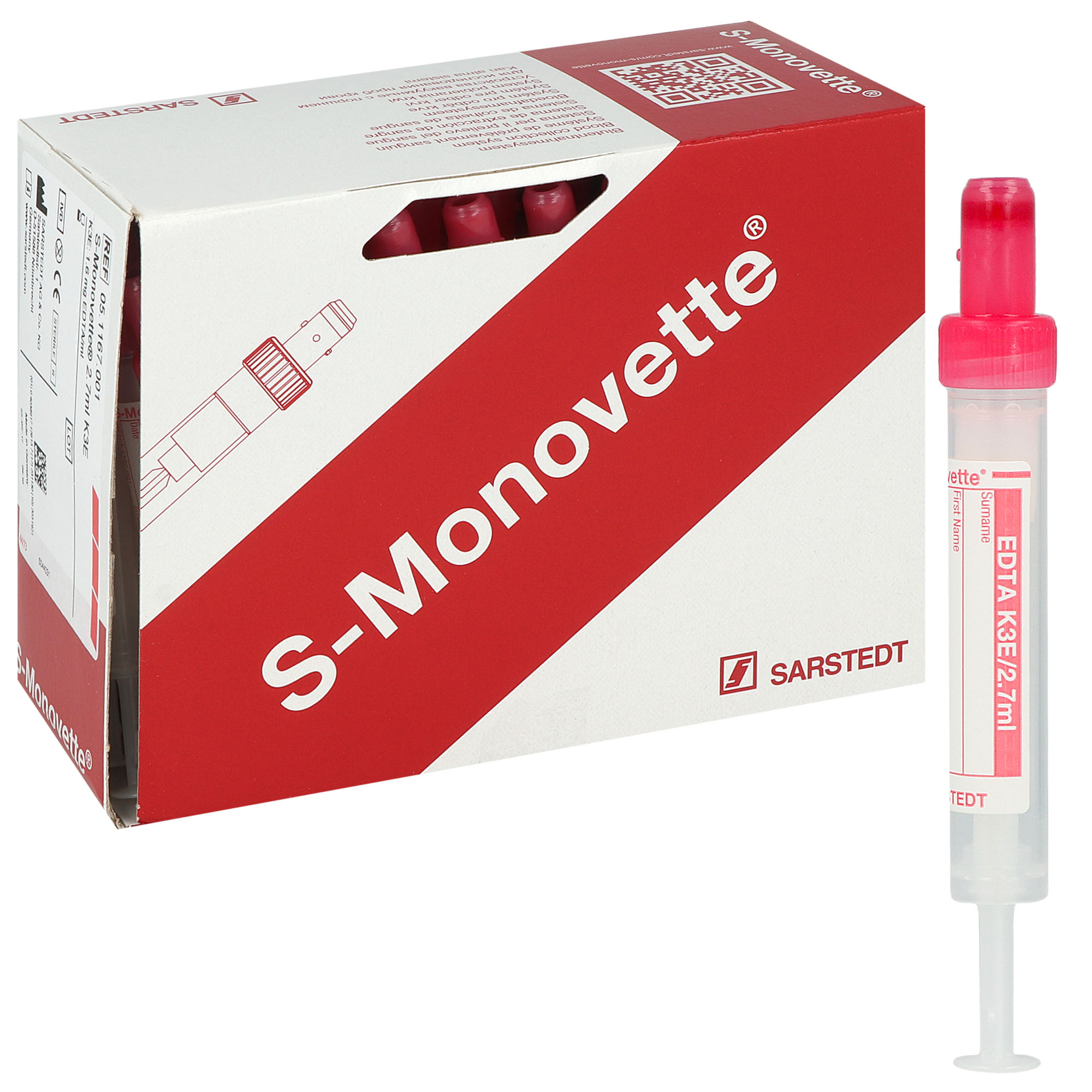 S-Monovetten K3 EDTA mit Kunststoffetikett S-Monovetten K3 EDTA mit Kunststoffetikett