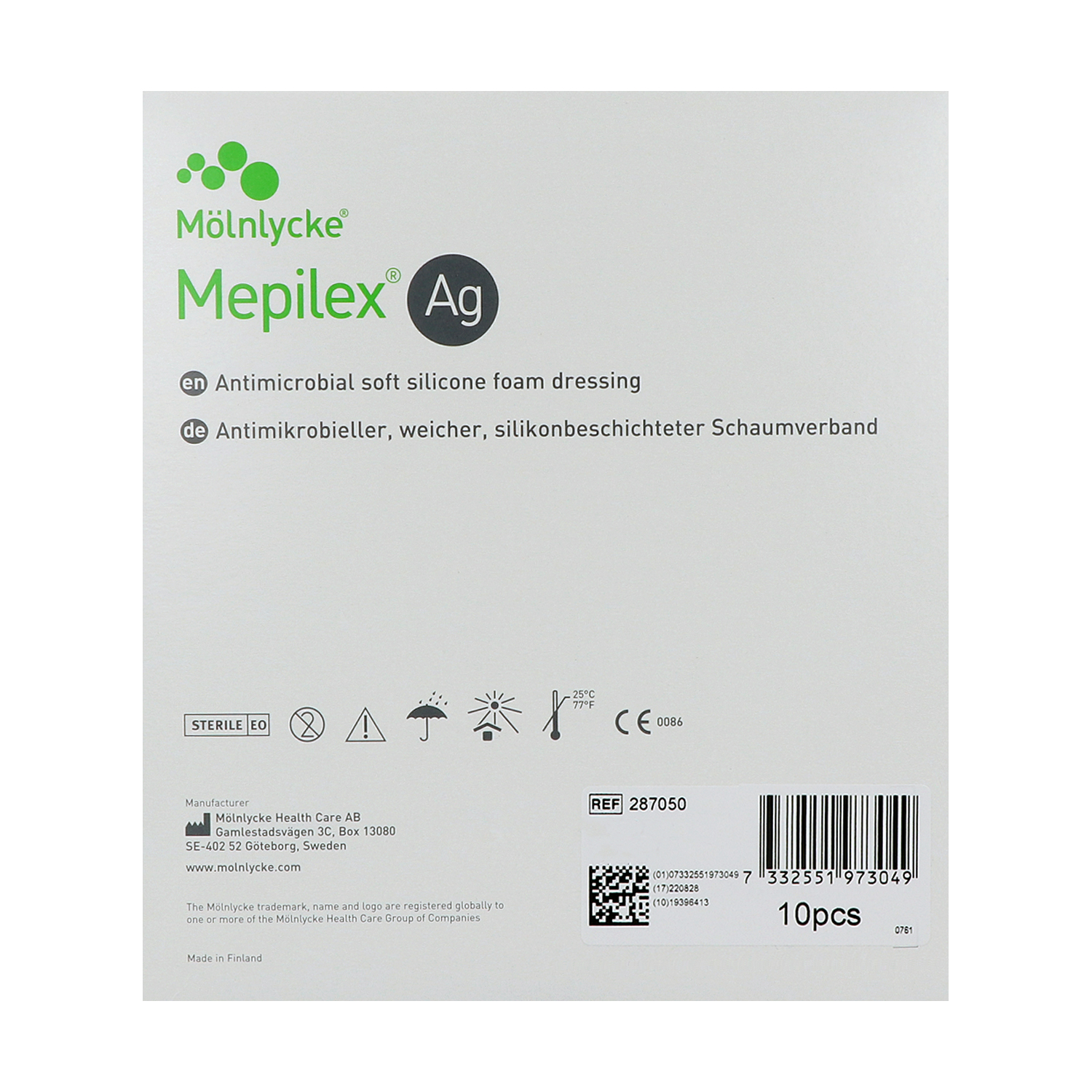 Mepilex Ag antimikrobieller Schaumverband mit Silber, steril Mepilex Ag antimikrobieller Schaumverband mit Silber, steril