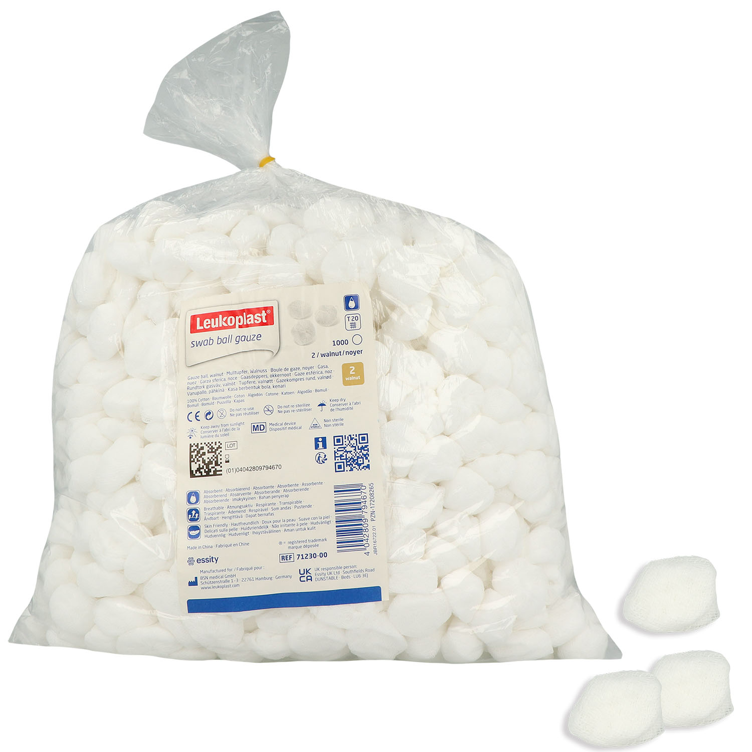 Leukoplast swab ball gauze unsterile Baumwolltupfer - 20-fädig Leukoplast swab ball gauze unsterile Baumwolltupfer - 20-fädig
