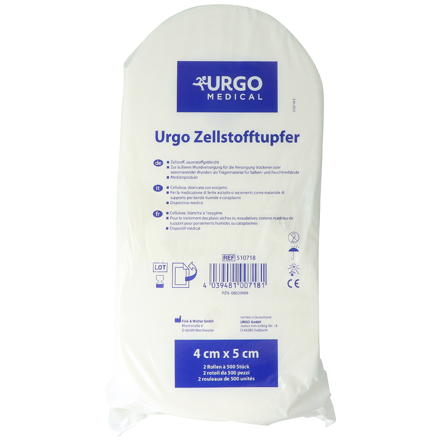 Urgo Zellstofftupfer 4 cm x 5 cm, 2 Rollen x 500 St. Urgo Zellstofftupfer 4 cm x 5 cm, 2 Rollen x 500 St.