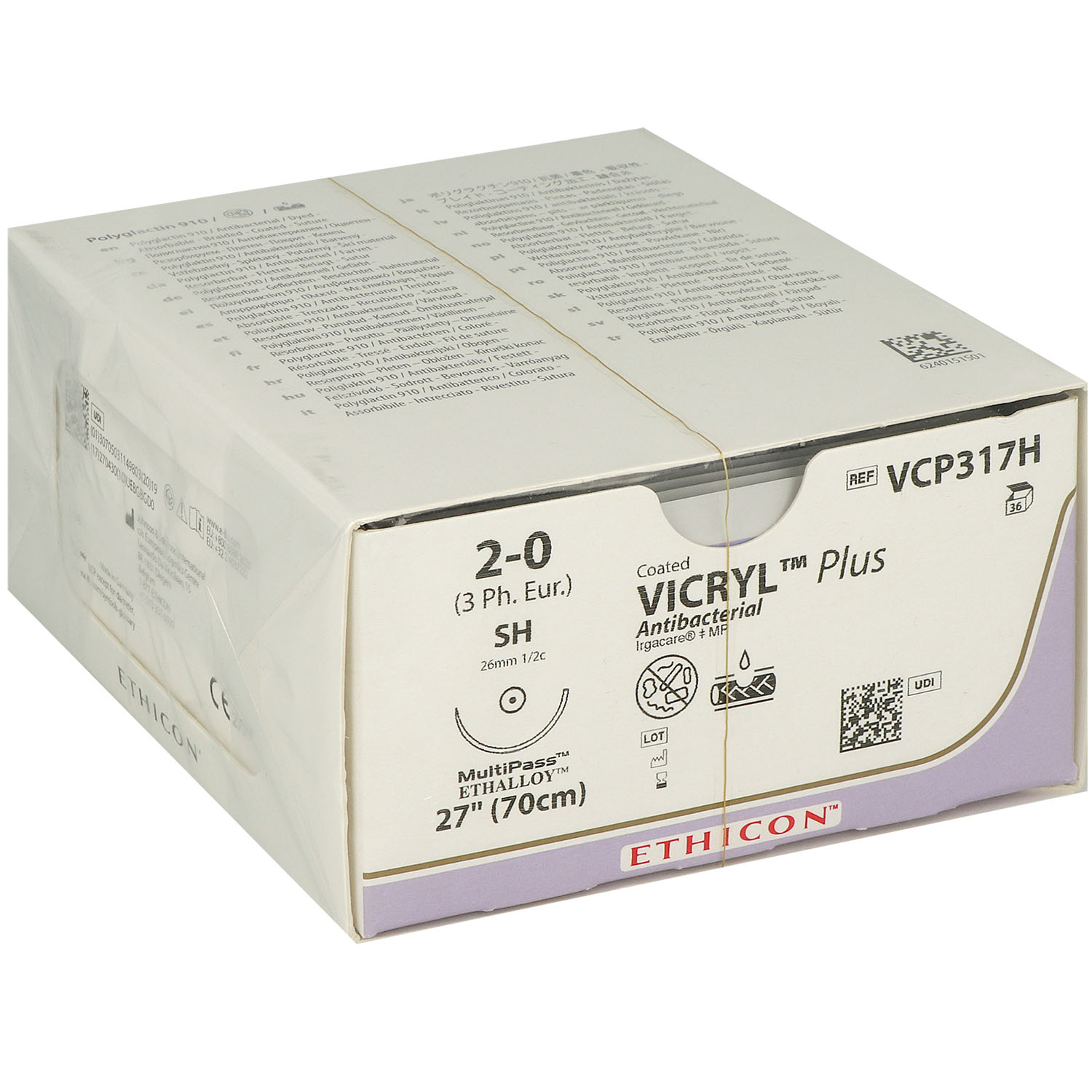 VICRYL Plus violett geflochten VCP317H; 2-0; 1 x SH PLUS; 1 x 70cm . 36 St. VICRYL Plus violett geflochten VCP317H; 2-0; 1 x SH PLUS; 1 x 70cm . 36 St.