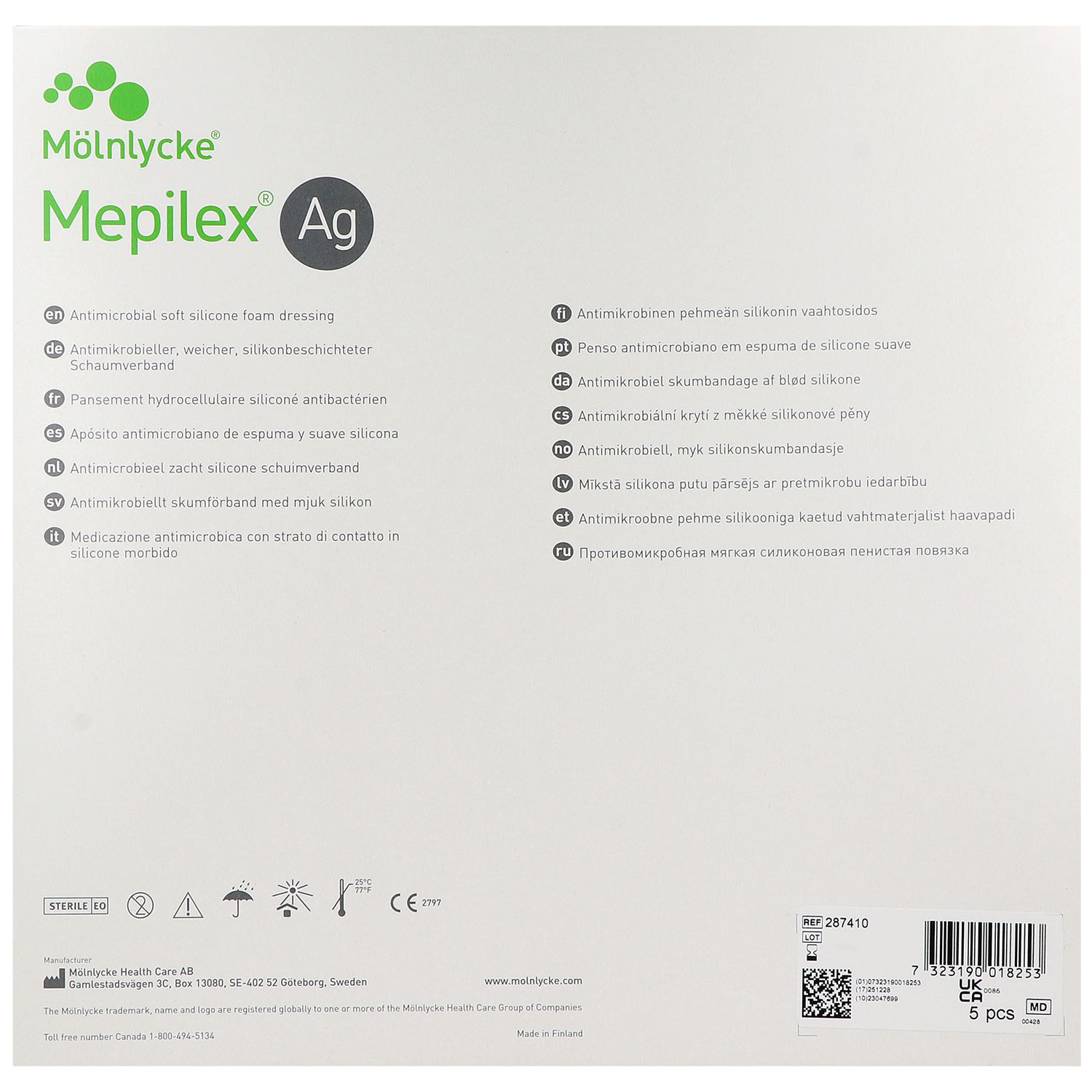 Mepilex Ag antimikrobieller Schaumverband mit Silber, steril Mepilex Ag antimikrobieller Schaumverband mit Silber, steril
