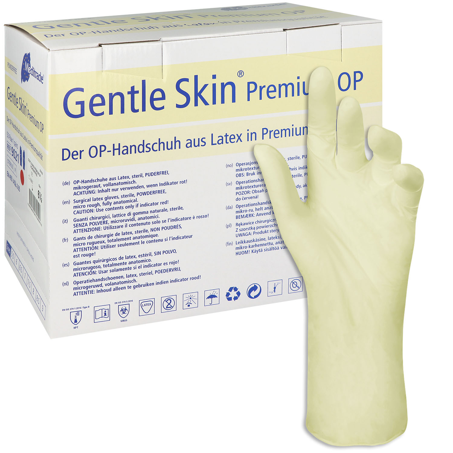 Gentle Skin Premium OP-Handschuhe Latex puderfrei steril, Gentle Skin Premium OP-Handschuhe Latex puderfrei steril,