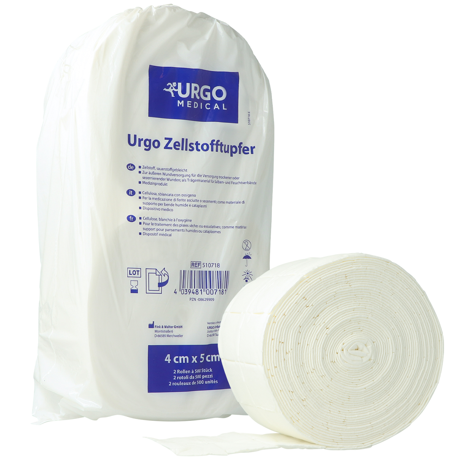 Urgo Zellstofftupfer 4 cm x 5 cm, 2 Rollen x 500 St. Urgo Zellstofftupfer 4 cm x 5 cm, 2 Rollen x 500 St.