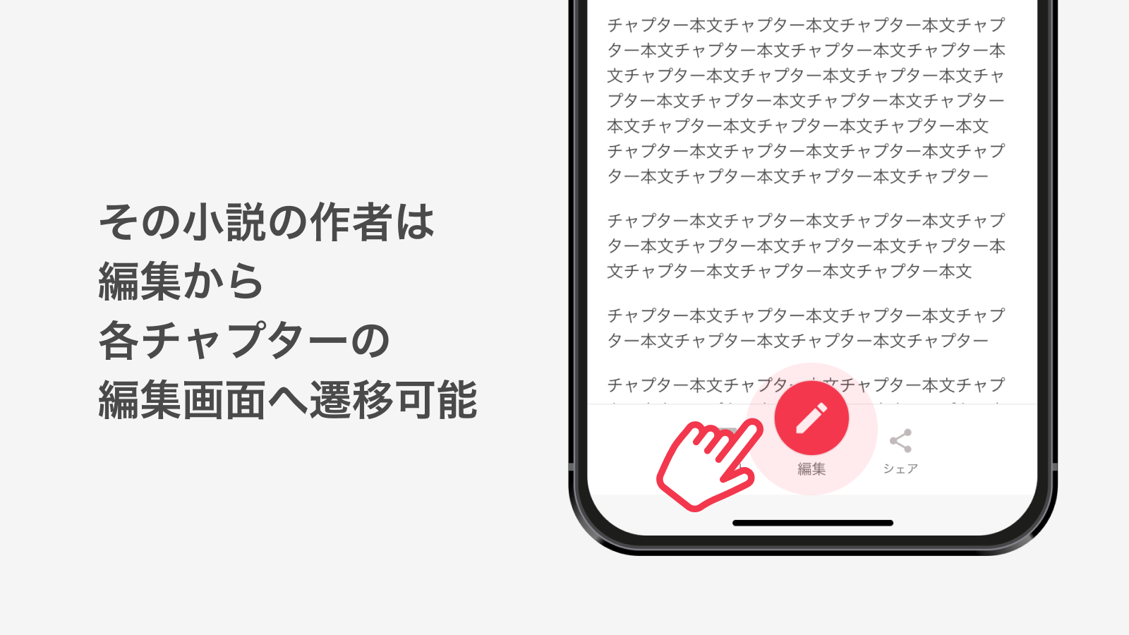 その小説の作者は編集から各チャプターの編集画面へ遷移可能