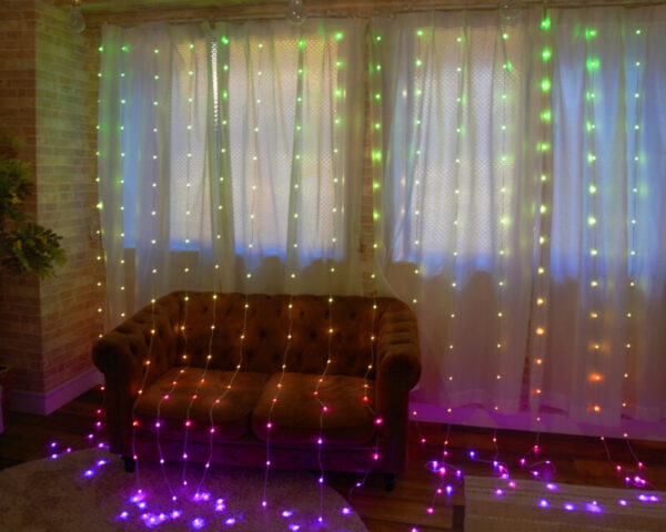 RGBジュエリーカーテンライト 300球 室内用 アダプター付 リモコン付 14パターン点滅 連結不可の商品画像