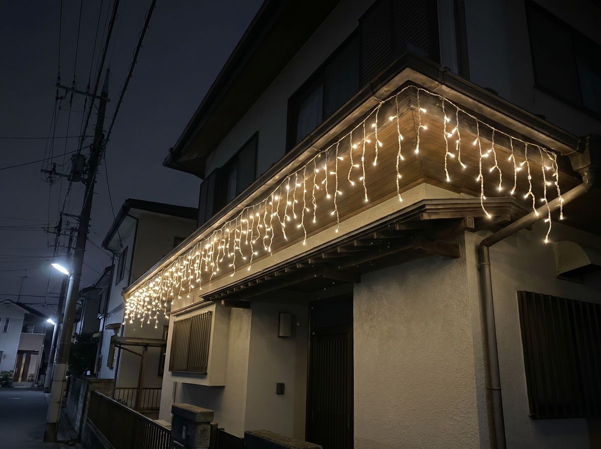 つららライトを軒先に飾ったイメージ