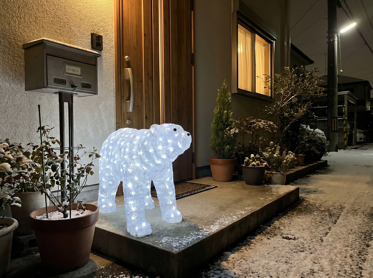 ホワイトベアBの3Dモチーフライトを店先に設置したイメージ