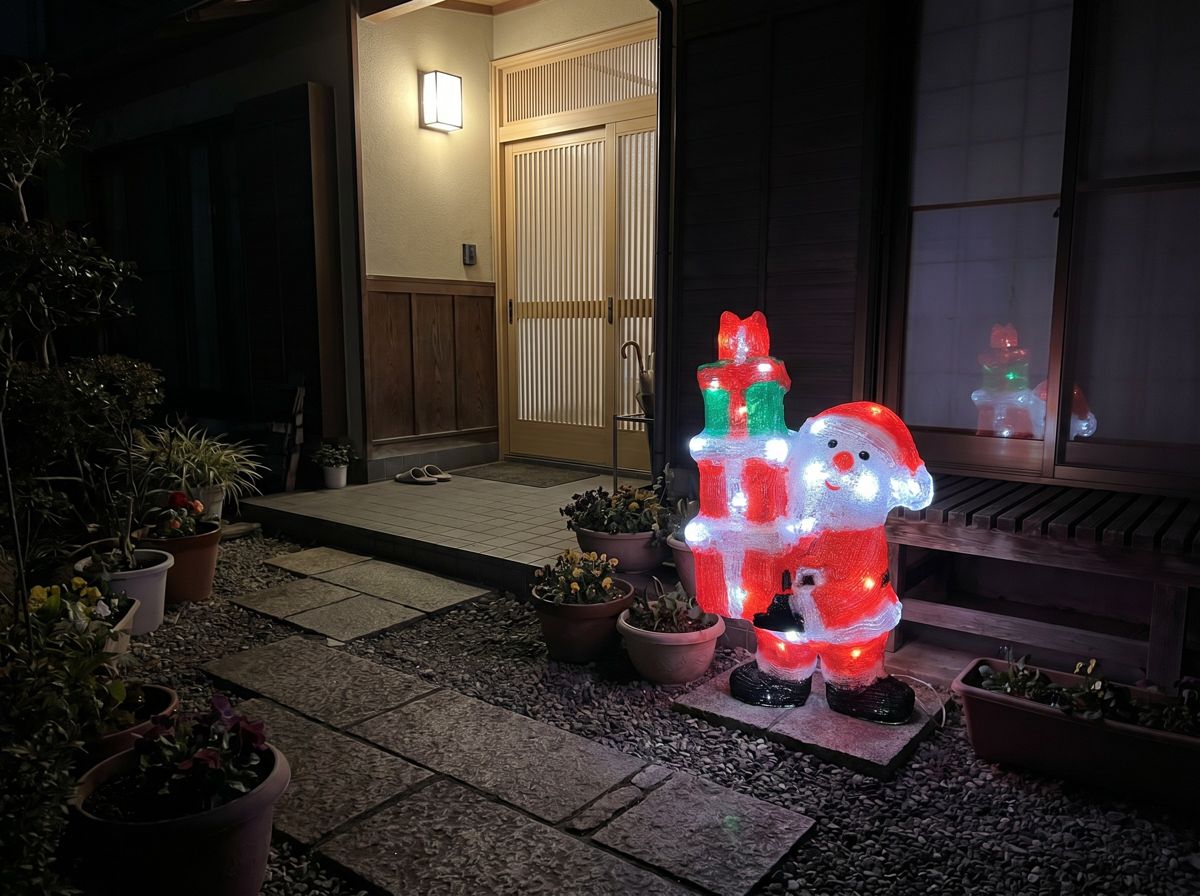 プレゼントサンタを玄関先に設置したイメージ