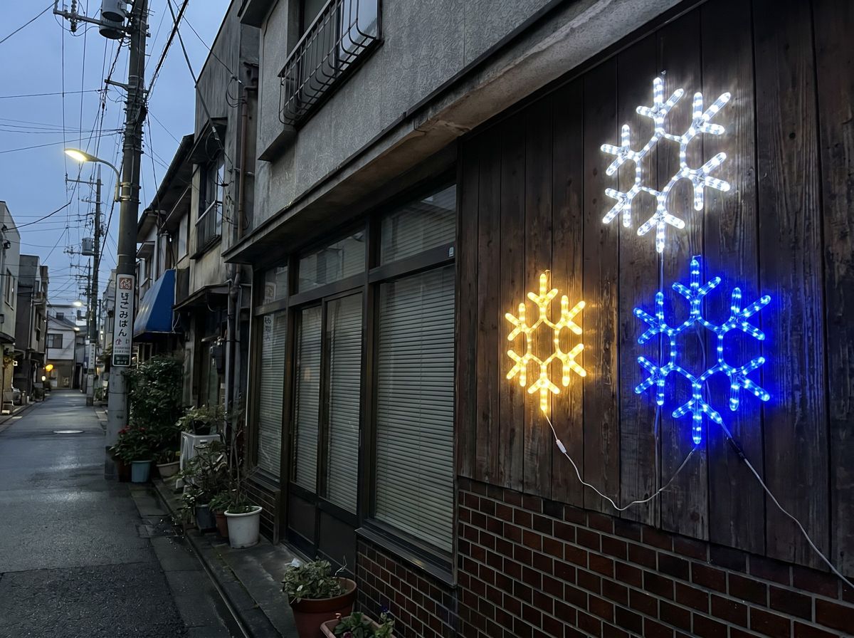 ブランチスノーフレークを壁面に取り付けた設置イメージ
