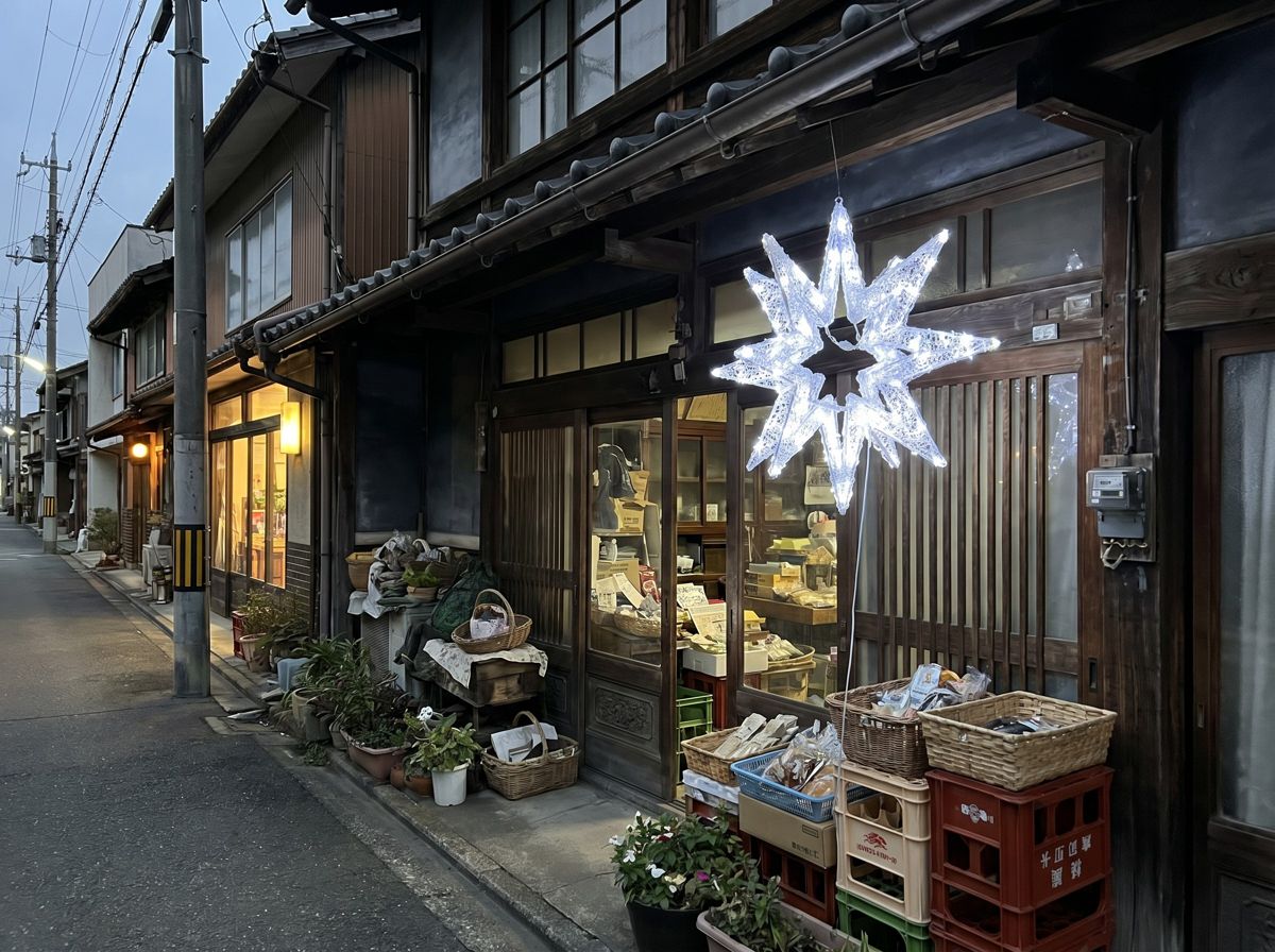 フラッシュクロスバーストを店先に設置したイメージ