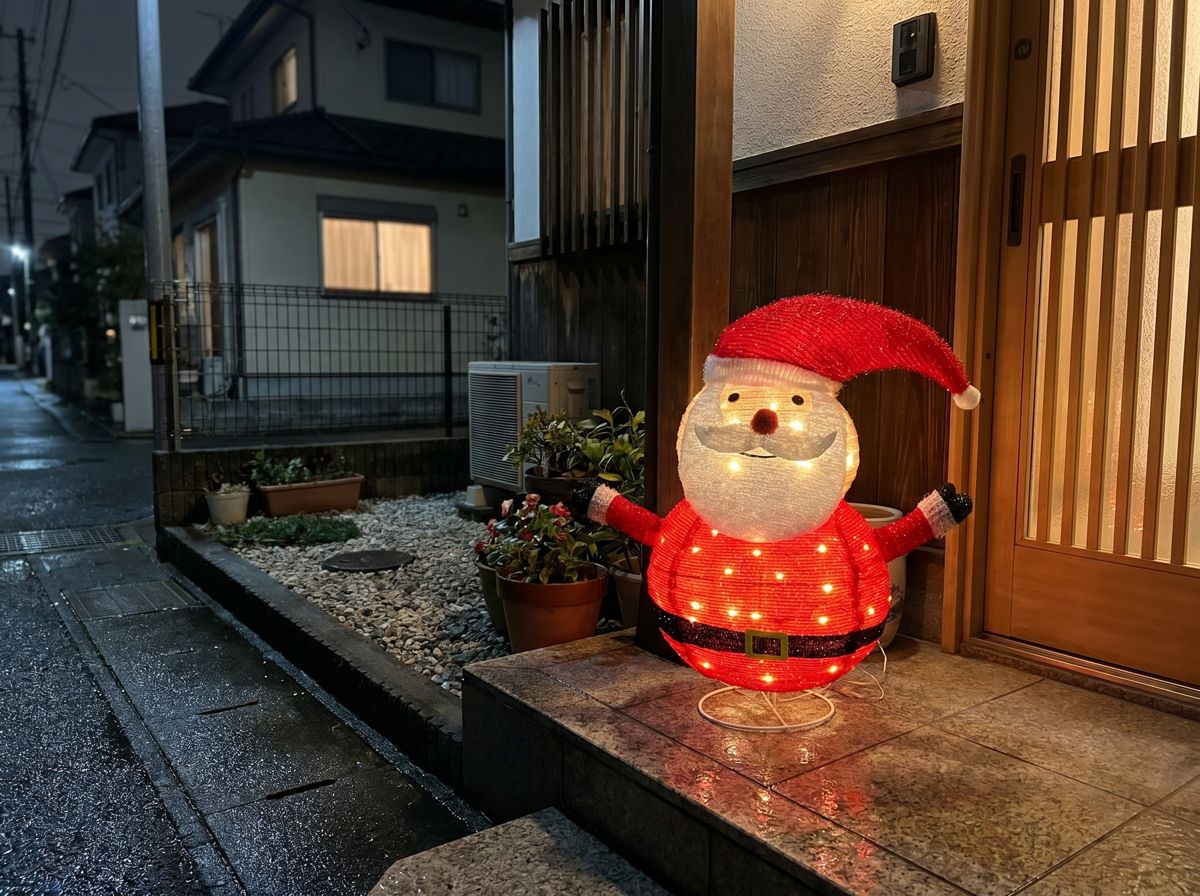 フォールドサンタを軒下に設置したイメージ