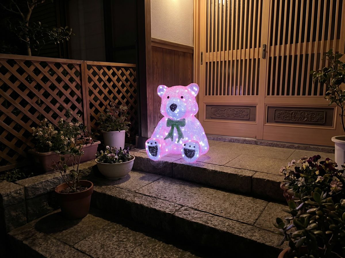 ピンクベアを店先に設置したイメージ