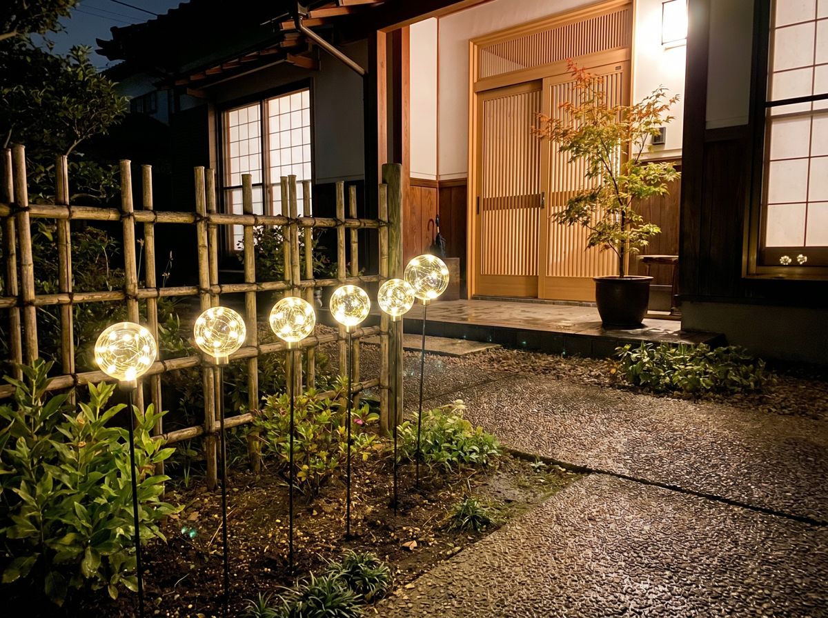 ジュエリーガーデンスティックライトを花壇に設置したイメージ