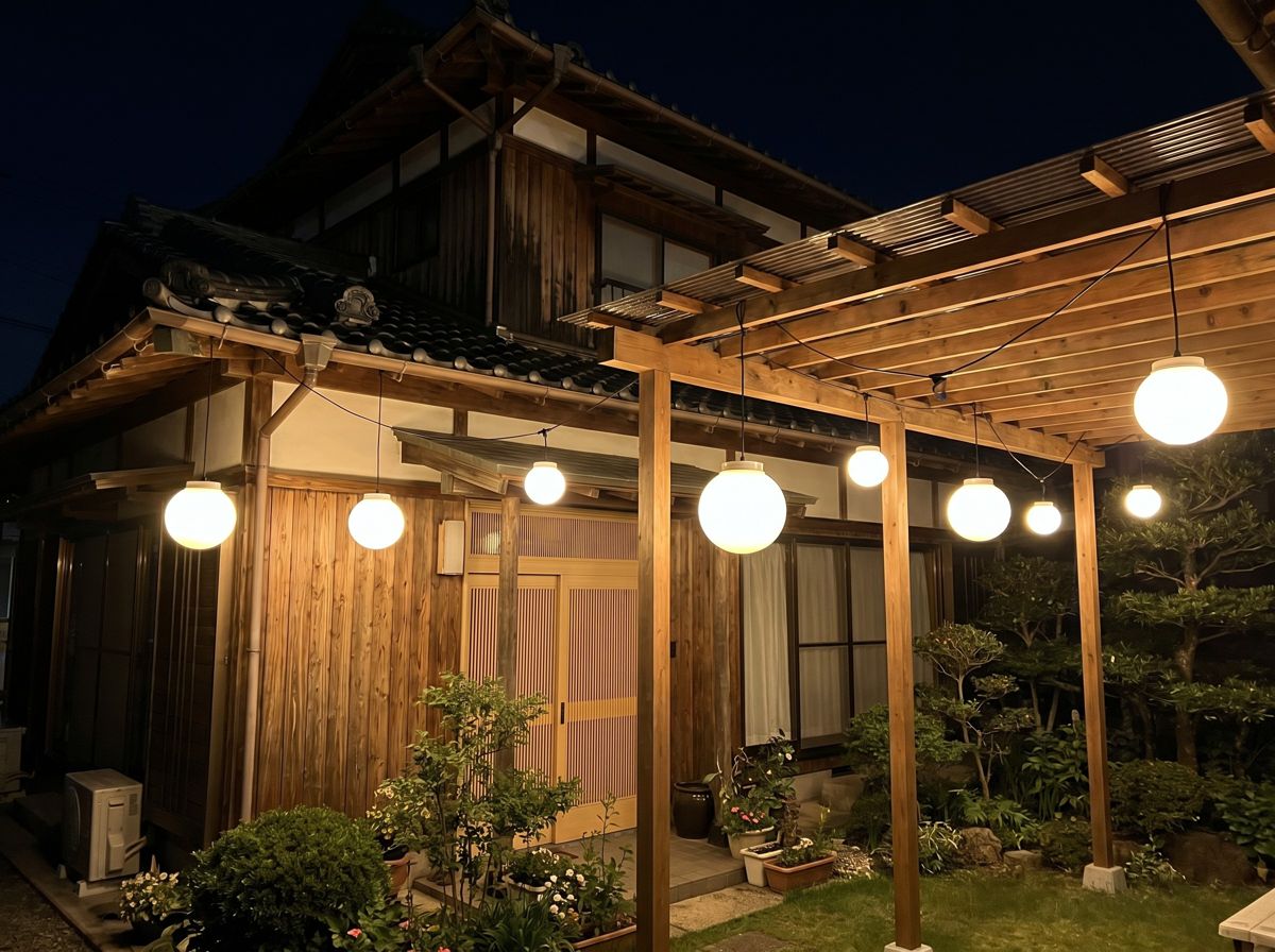 オーロラライト 電球色を植え込みに点在させた設置イメージ